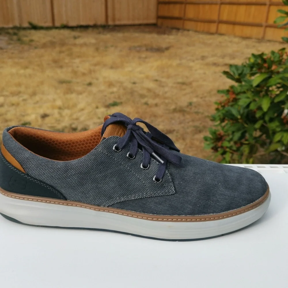 Skechers Men's Size 12 Moreno Ederson #65981W Navy Blue Canvas Oxford Shoes